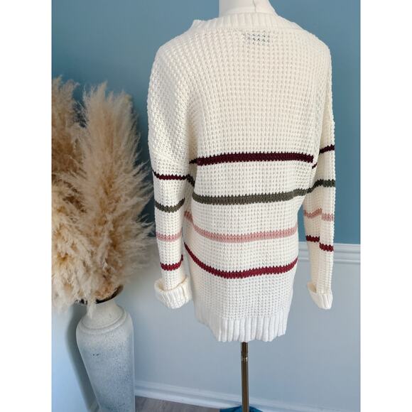 Sonoma Stripe Crewneck Sweater Size Medium Cozy Pullover - Picture 5 of 6